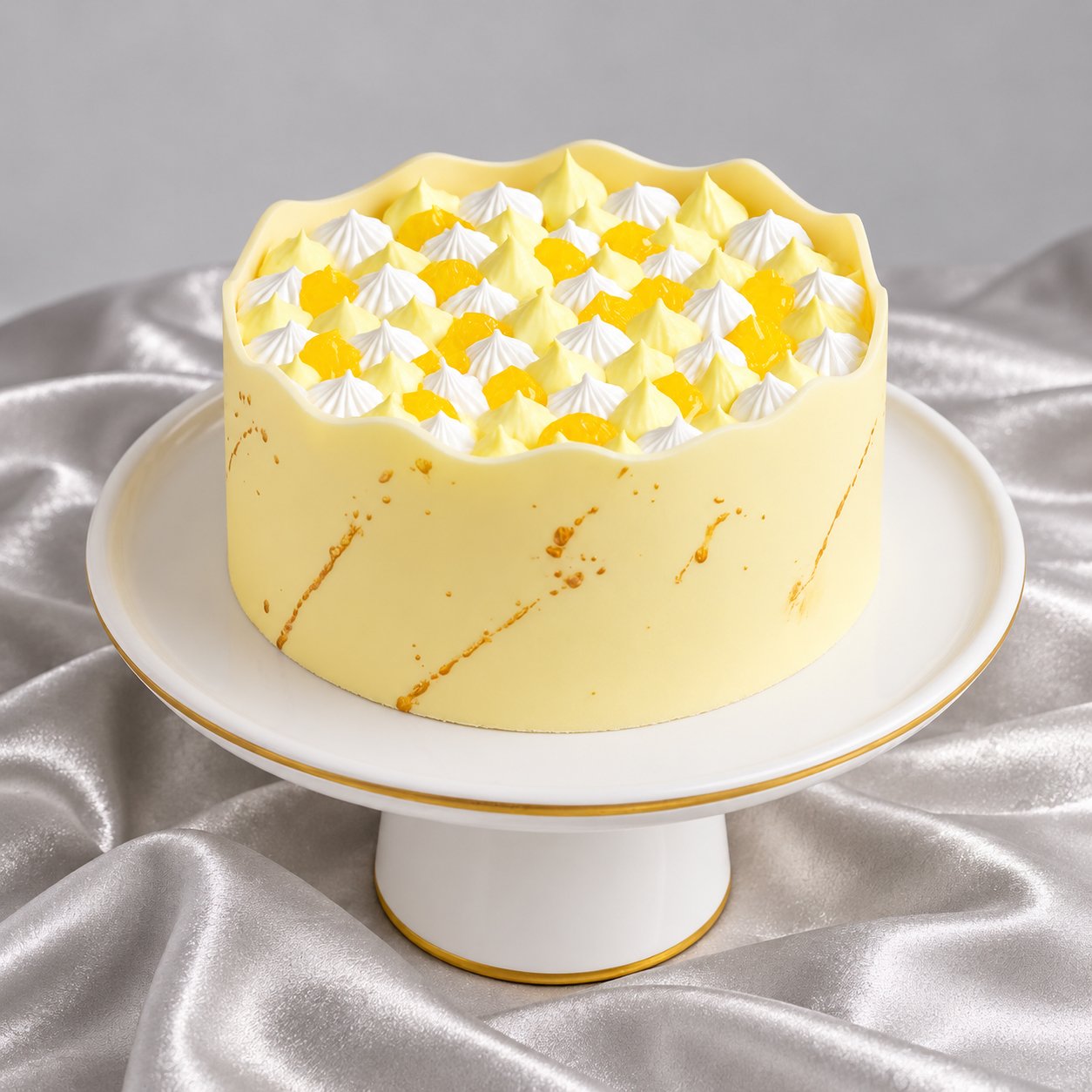 Zesty Yellow & White Meringue Drop Cake