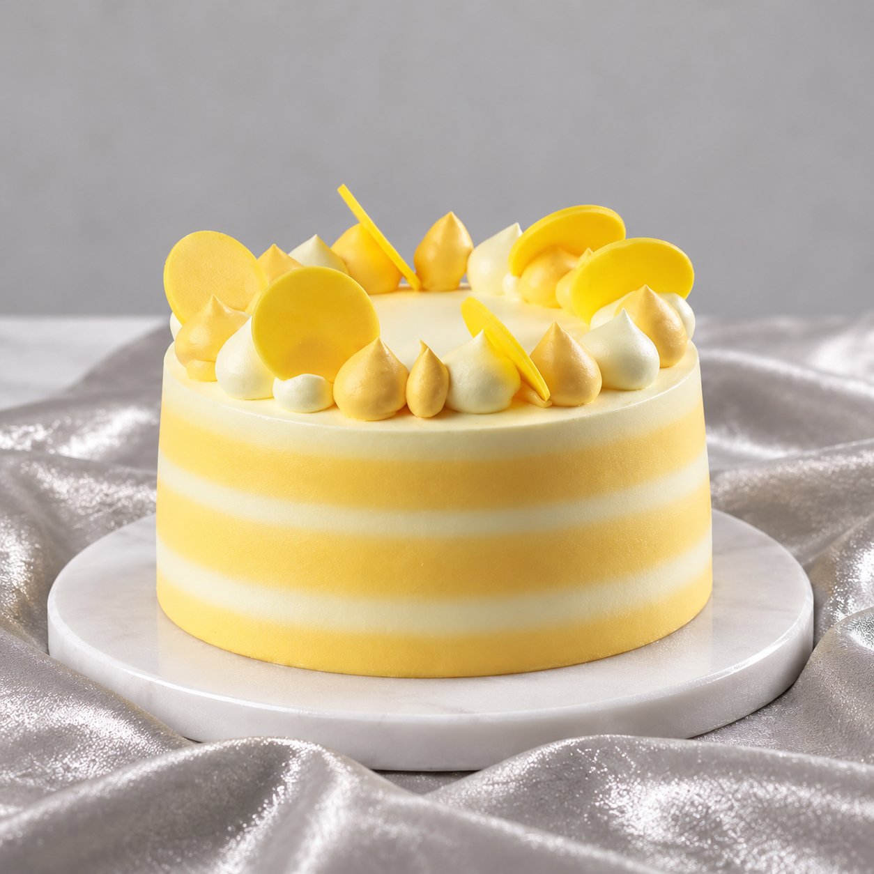 Zesty Yellow & White Striped Cake
