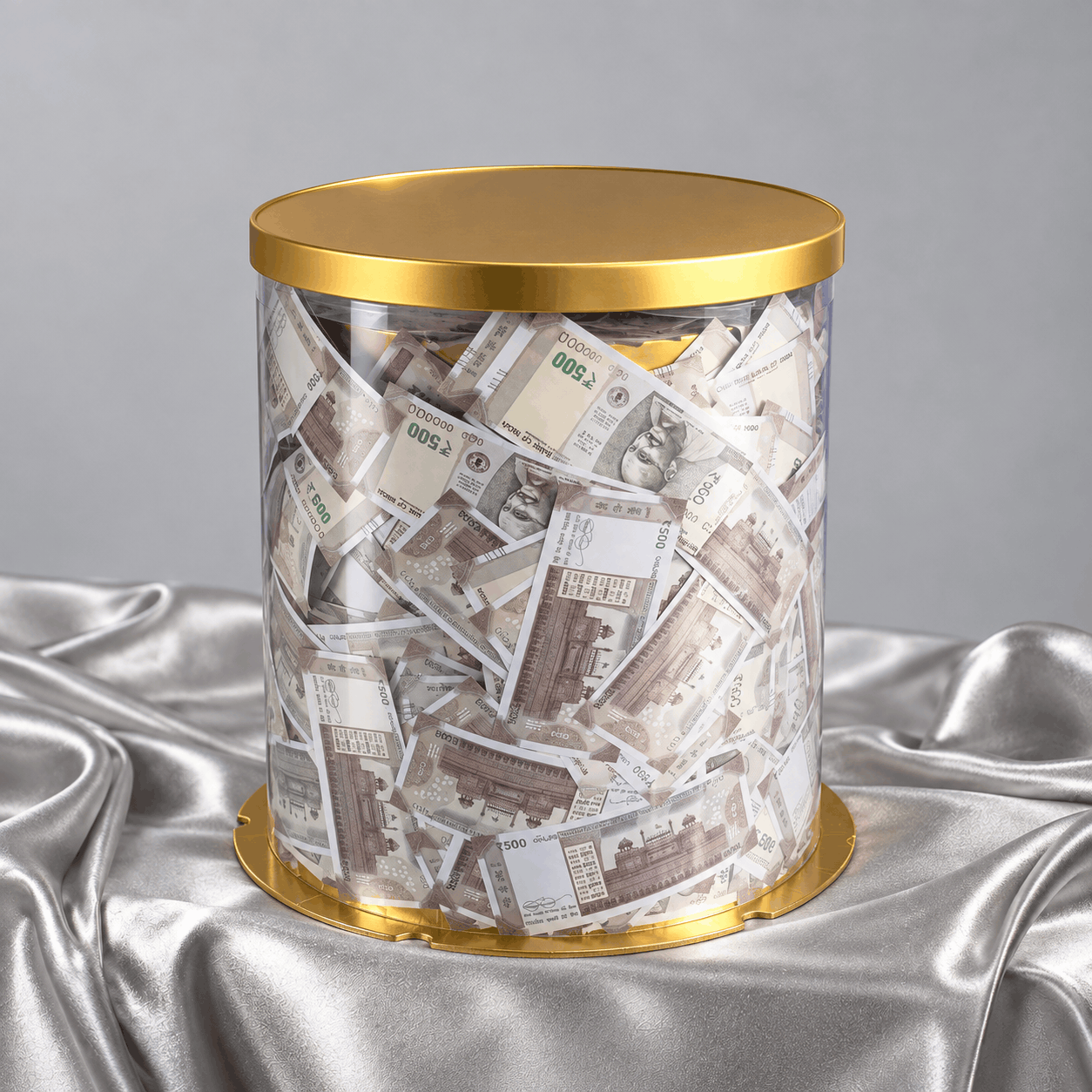 Luxury Indian Rupee Cash & Money Gift Cylinder Jar