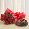Chocolate-Cake-With-Red Rose