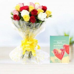 Mix Roses with Greeting
