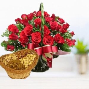 Roses Basket with Dry Fruits