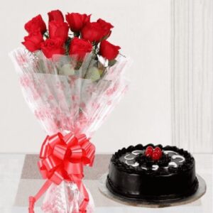 Small Roses Bunch with Cake